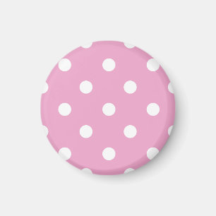 Witte polka op roze magneet