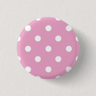 Witte polka op roze ronde button 3,2 cm
