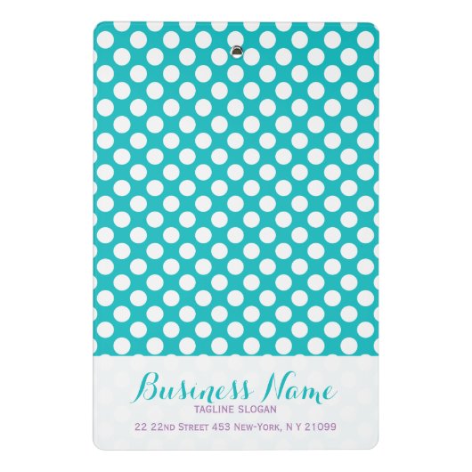 Witte polka punt en turquoise achtergrond mini klembord (Achterkant)