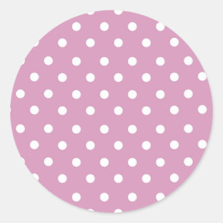 witte polka punt op roze achtergrond ronde sticker
