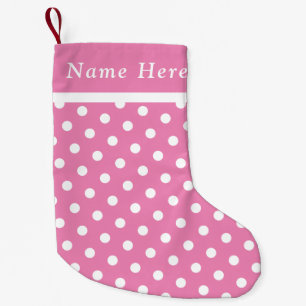 Witte Polka Roze Kerst Stocking Custom Name Kleine Kerstsok