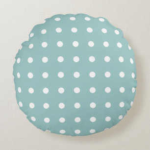 Witte polka-stippen Geometrisch patroon Eierschaal Rond Kussen
