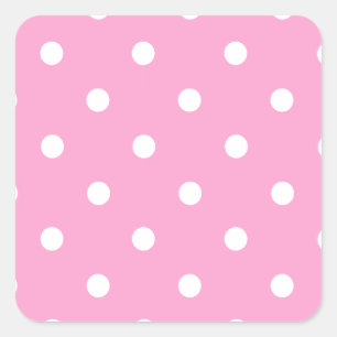 Witte Polka stippen met roze achtergrond Vierkante Sticker