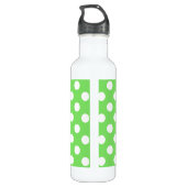 Witte polka stippen op appelgroen waterfles  (Achterkant)