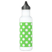 Witte polka stippen op appelgroen waterfles  (Links)