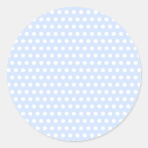 Witte polka stippen op babyblauw ronde sticker