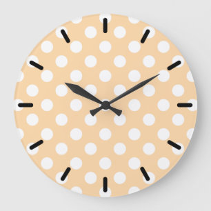 Witte polka-stippen op beige grote klok