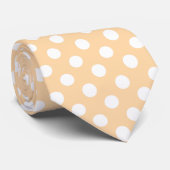 Witte polka-stippen op beige stropdas (Opgerold)