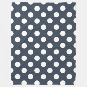 Witte polka-stippen op blauw-grijs fleece deken