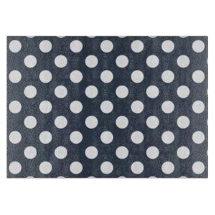 Witte polka-stippen op blauw-grijs snijplank