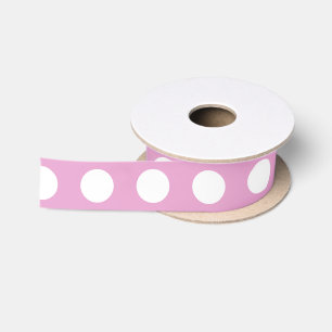 Witte polka stippen op bleek roze lint