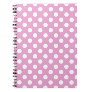 Witte polka stippen op bleek roze notitieboek