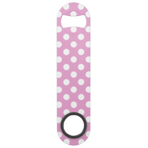 Witte polka stippen op bleek roze speed flessenopener