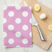 Witte polka stippen op bleek roze theedoek (Quarter Fold)