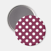 Witte polka-stippen op Bourgogne Magneet (Voorkant / Achterkant)