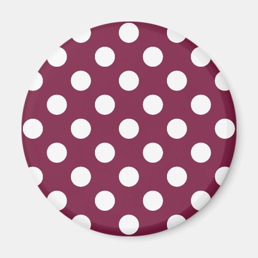 Witte polka-stippen op Bourgogne Magneet (Voorkant)