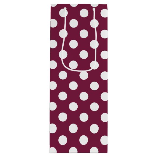 Witte polka-stippen op Bourgogne Wijn Cadeautas (Voorkant)