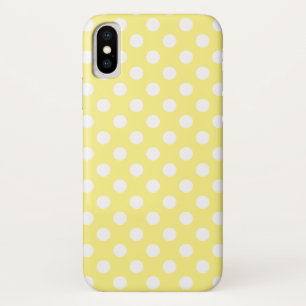 Witte polka stippen op citroengeel iPhone x hoesje