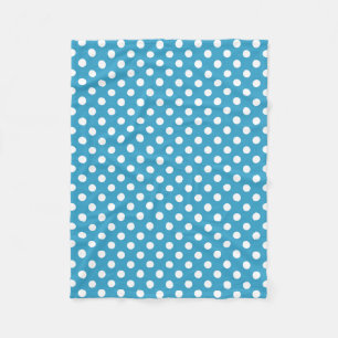 Witte polka stippen op een pauwenblauwe achtergron fleece deken