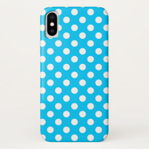 Witte polka stippen op elektrisch blauw iPhone x hoesje