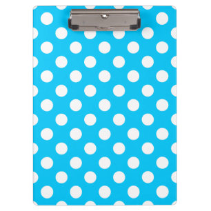 Witte polka stippen op elektrisch blauw klembord