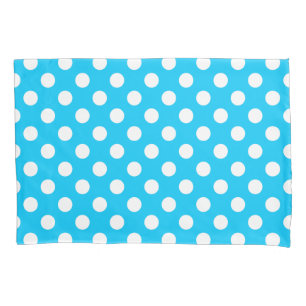 Witte polka stippen op elektrisch blauw kussensloop