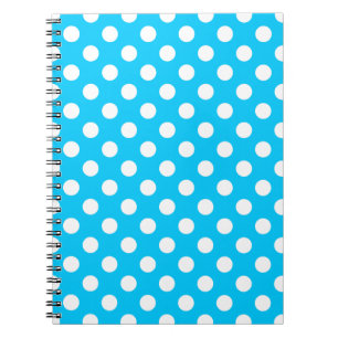 Witte polka stippen op elektrisch blauw notitieboek