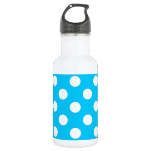 Witte polka stippen op elektrisch blauw waterfles
