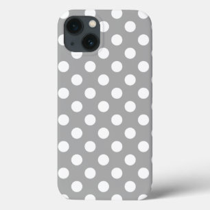 Witte polka stippen op grijs Hoesje-Mate iPhone ca iPhone 13 Hoesje