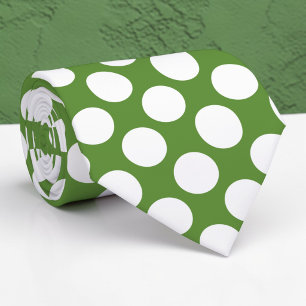 Witte polka stippen op groene maatwerk das
