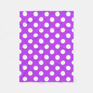 Witte polka-stippen op helder paars fleece deken