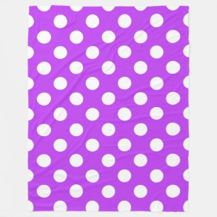 Witte polka-stippen op helder paars fleece deken