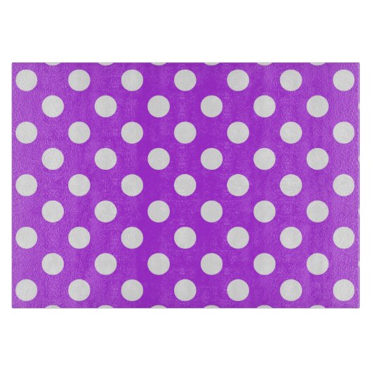Witte polka-stippen op helder paars snijplank (Voorkant)