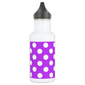 Witte polka-stippen op helder paars waterfles  (Links)