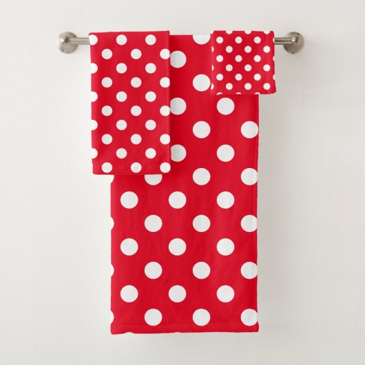 Witte Polka stippen op helderrood Kind Bad Handdoek (Insitu)