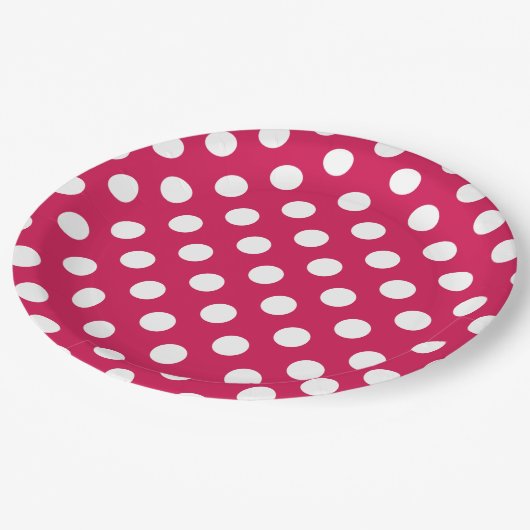 Witte polka stippen op kermis papieren bordje (Gekanteld)