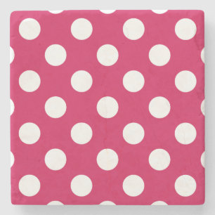 Witte polka stippen op kermis stenen onderzetter