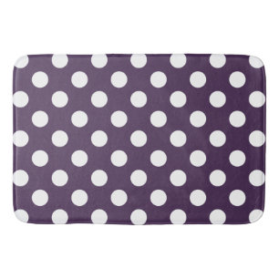 Witte polka stippen op pruim paars badmat