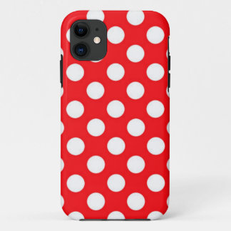 Witte polka stippen op rode achtergrond iPhone 11 hoesje