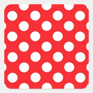 Witte polka stippen op rode achtergrond vierkante sticker