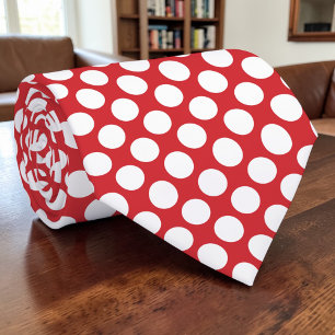 Witte polka stippen op rode maatwerk das