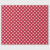 Witte polka stippen op rood cadeaupapier (Vlak)