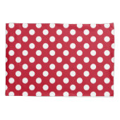 Witte polka stippen op rood kussensloop (Achterkant)