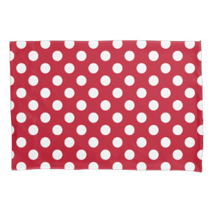 Witte polka stippen op rood kussensloop