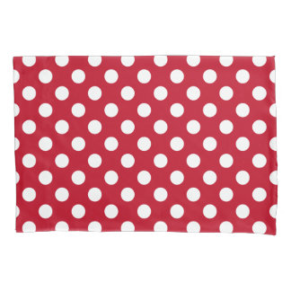 Witte polka stippen op rood kussensloop