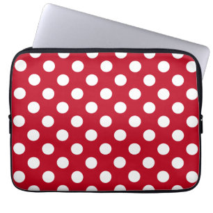 Witte polka stippen op rood laptop sleeve