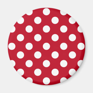 Witte polka stippen op rood magneet