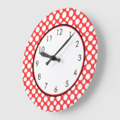 Witte polka-Stippen op rood met cijfers klok (Hoek)