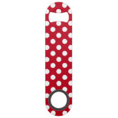 Witte polka stippen op rood speed flessenopener (Voorkant)