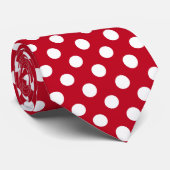 Witte polka stippen op rood stropdas (Opgerold)